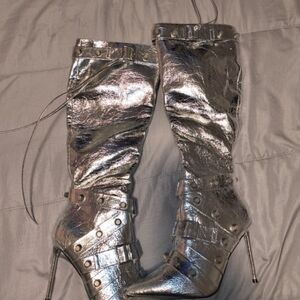Steve Madden Silver Metallic High Boots